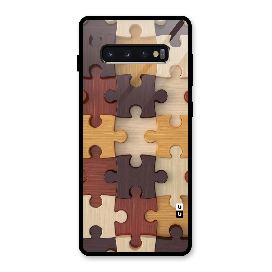 Wooden Puzzle (Printed) Glass Back Case for Galaxy S10 Plus