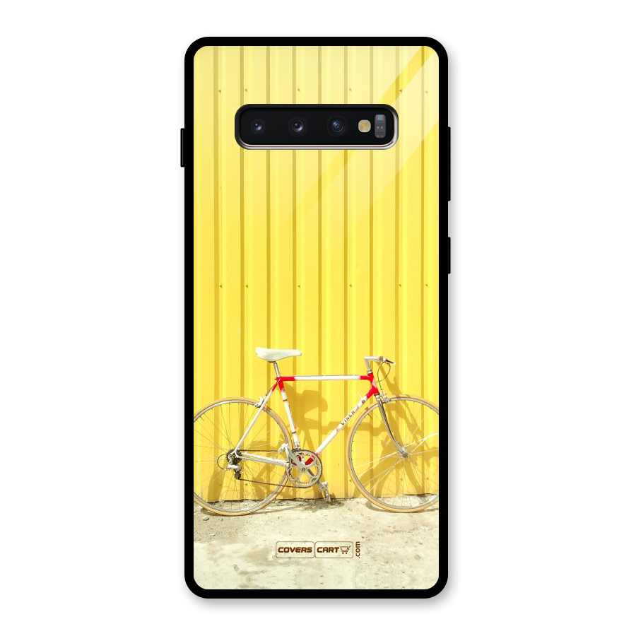 Yellow Cycle Classic Glass Back Case for Galaxy S10 Plus
