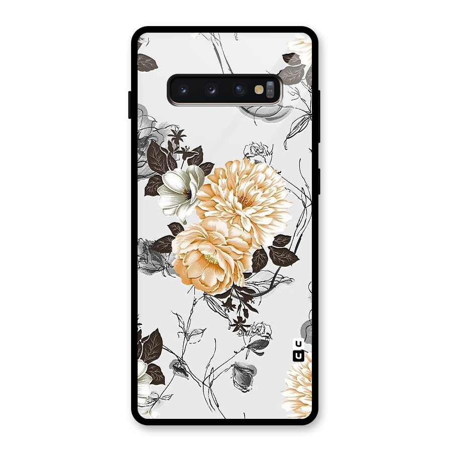 Yellow Floral Glass Back Case for Galaxy S10 Plus