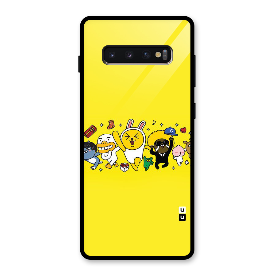 Yellow Friends Glass Back Case for Galaxy S10 Plus