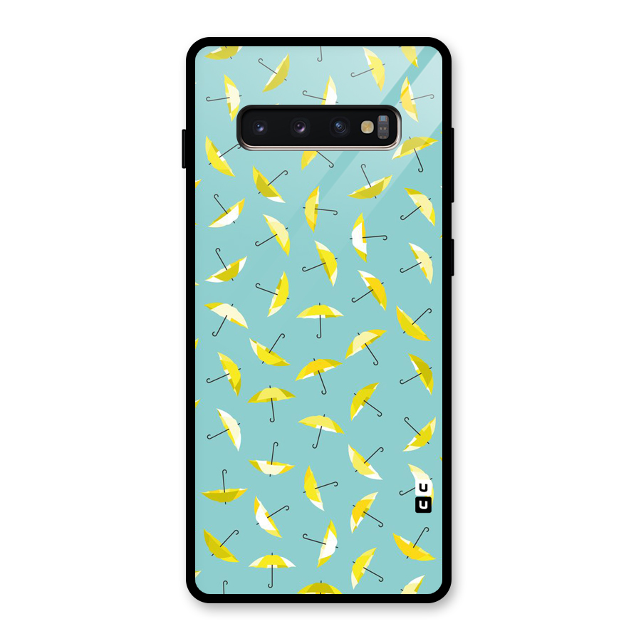 Yellow Umbrella Pattern Glass Back Case for Galaxy S10 Plus