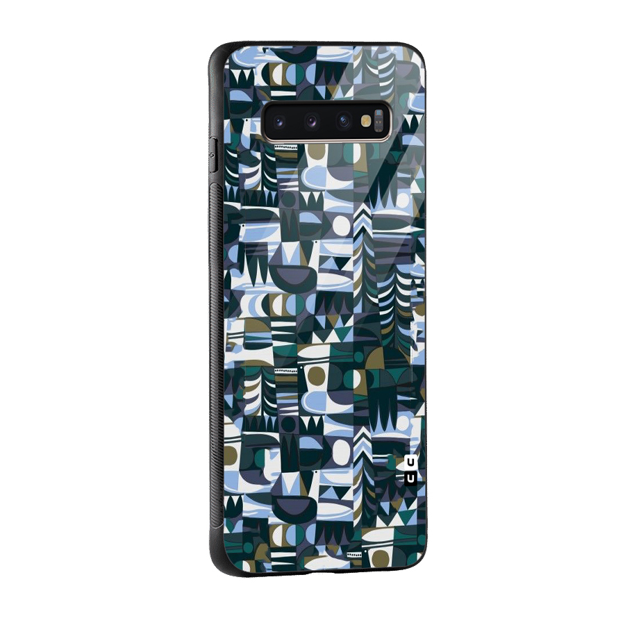 Abstract Blues Glass Back Case for Galaxy S10 Plus