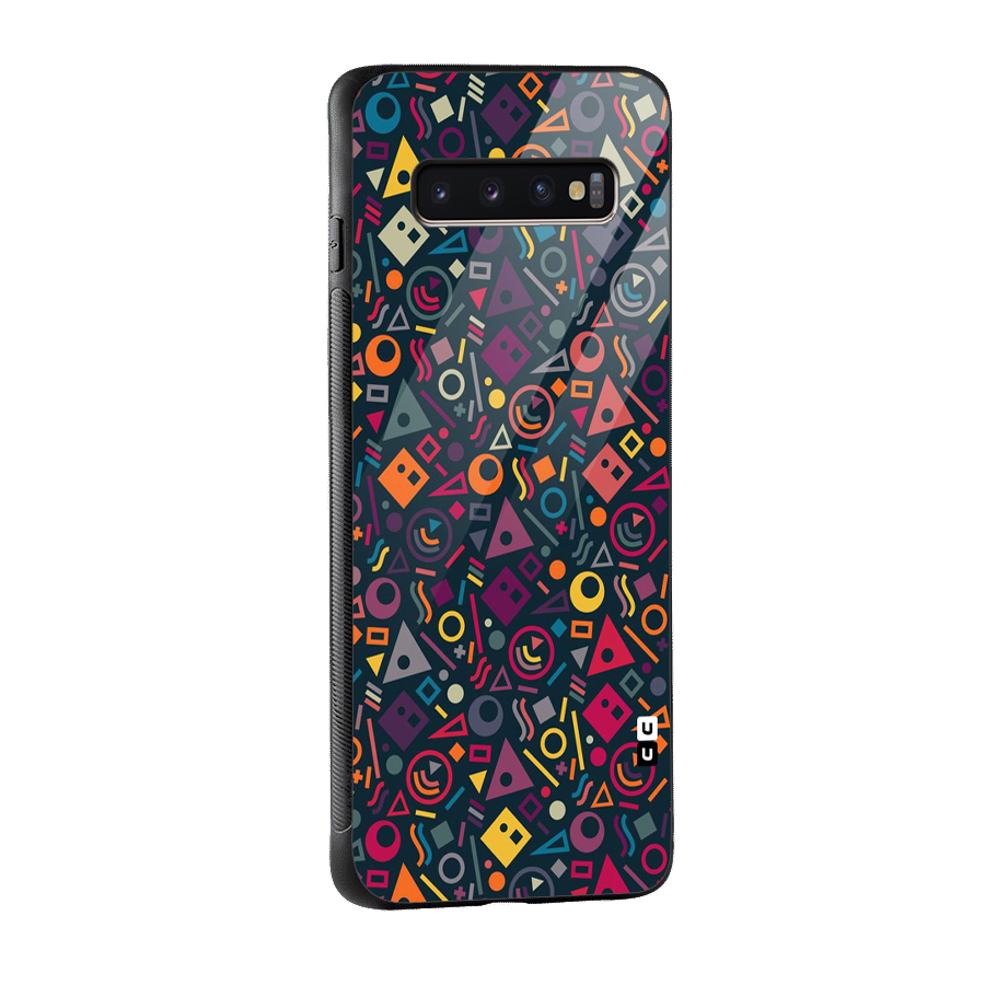 Abstract Figures Glass Back Case for Galaxy S10 Plus