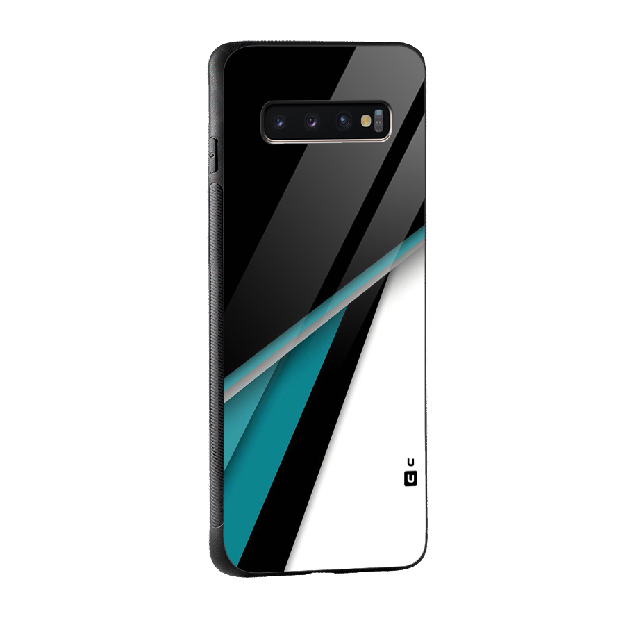 Abstract Lines Of Blue Glass Back Case for Galaxy S10 Plus