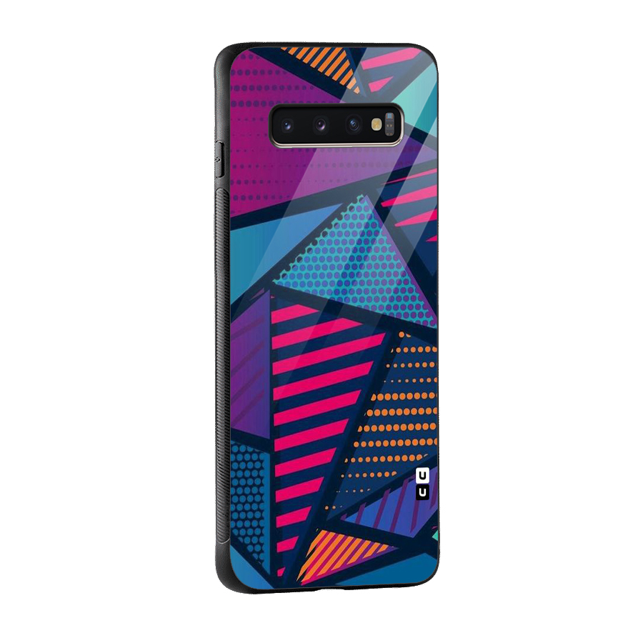Abstract Lines Polka Glass Back Case for Galaxy S10 Plus