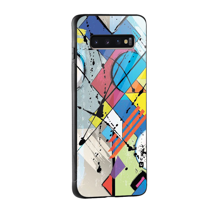 Abstract Paint Shape Glass Back Case for Galaxy S10 Plus