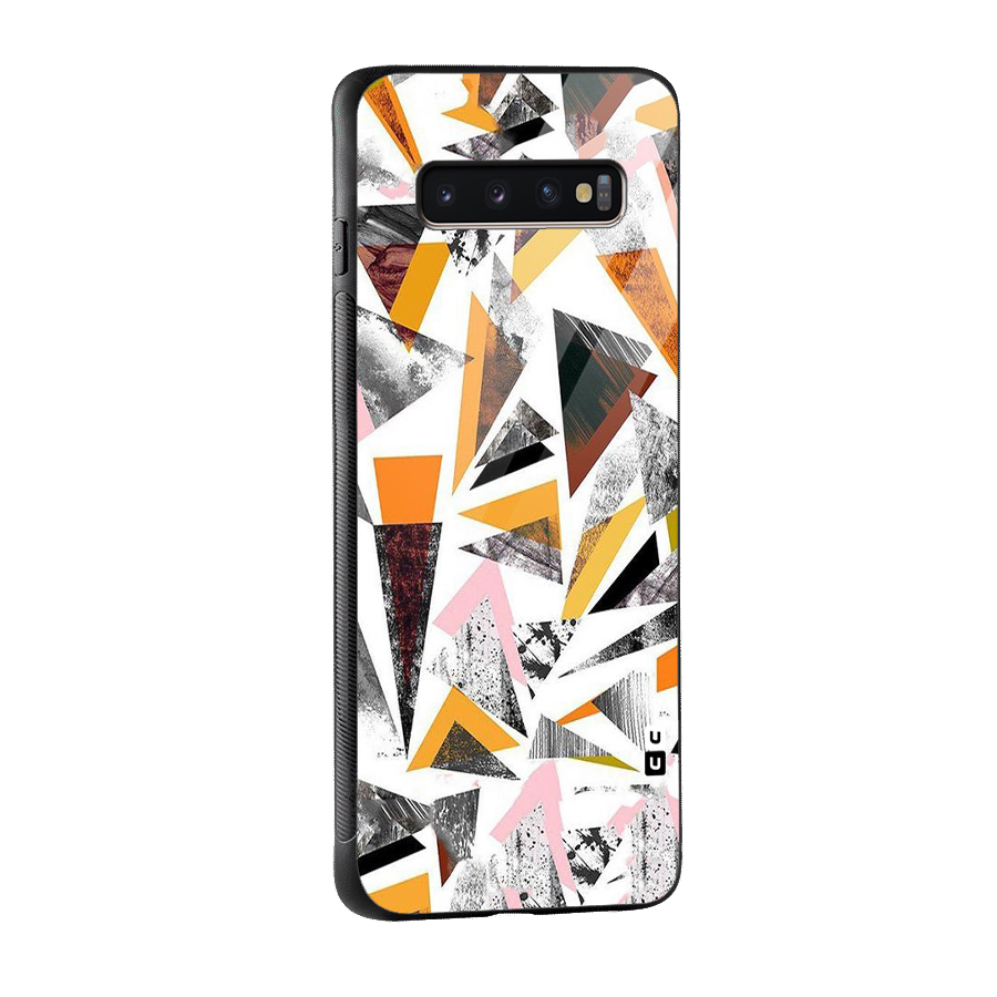 Abstract Sketchy Triangles Glass Back Case for Galaxy S10 Plus