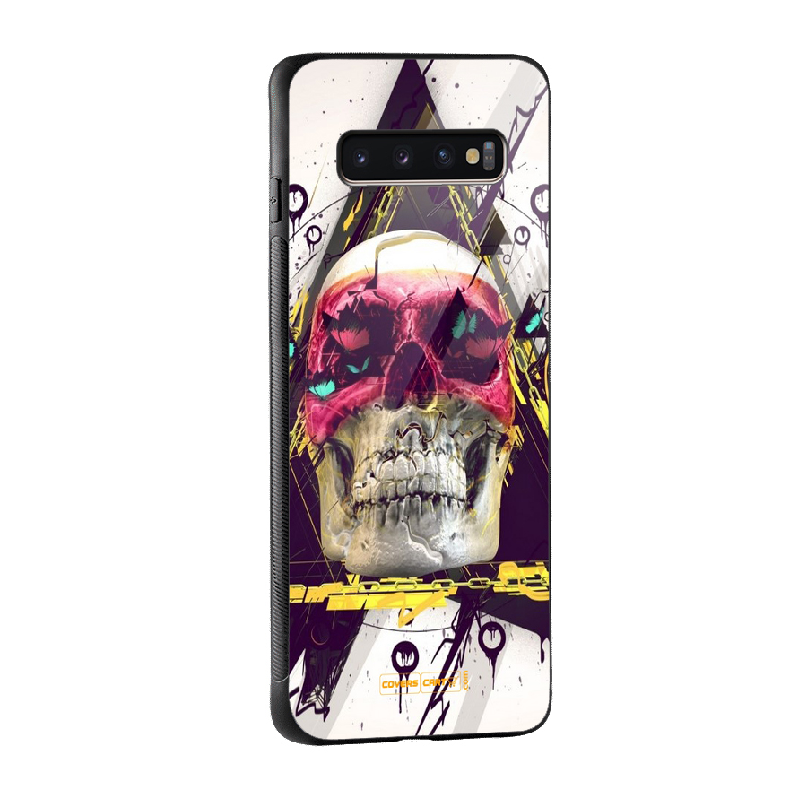 Abstract Skull Glass Back Case for Galaxy S10 Plus