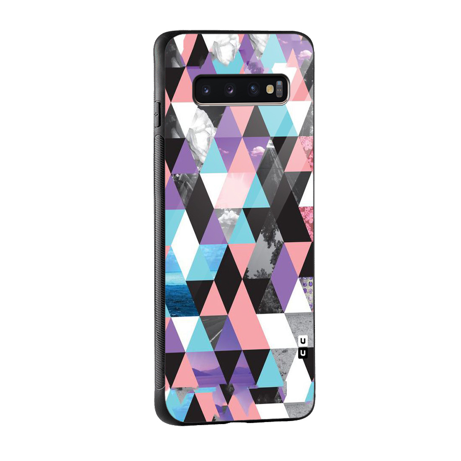 Abstract Splash Triangles Glass Back Case for Galaxy S10 Plus