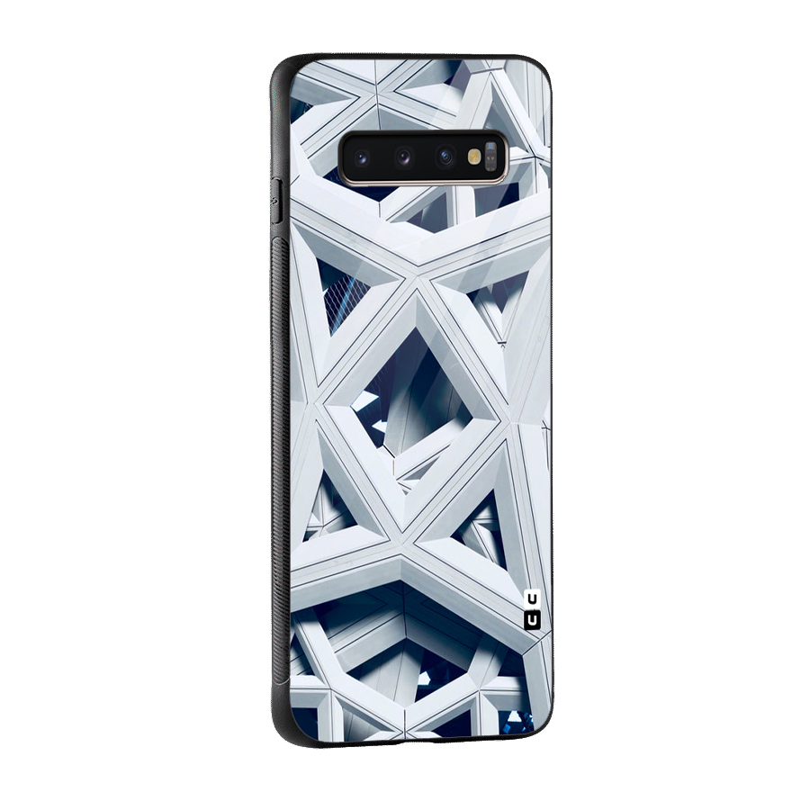Abstract White Lines Glass Back Case for Galaxy S10 Plus