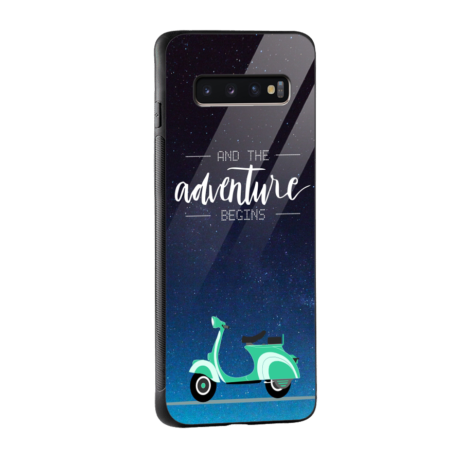 Adventure Scooter Glass Back Case for Galaxy S10 Plus