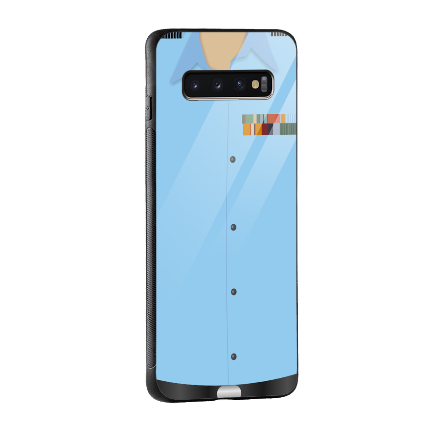 Air Force Uniform Glass Back Case for Galaxy S10 Plus