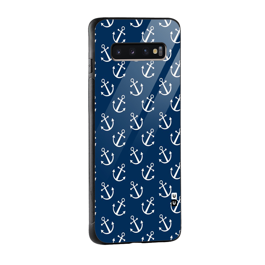 Anchor Zig Pattern Glass Back Case for Galaxy S10 Plus