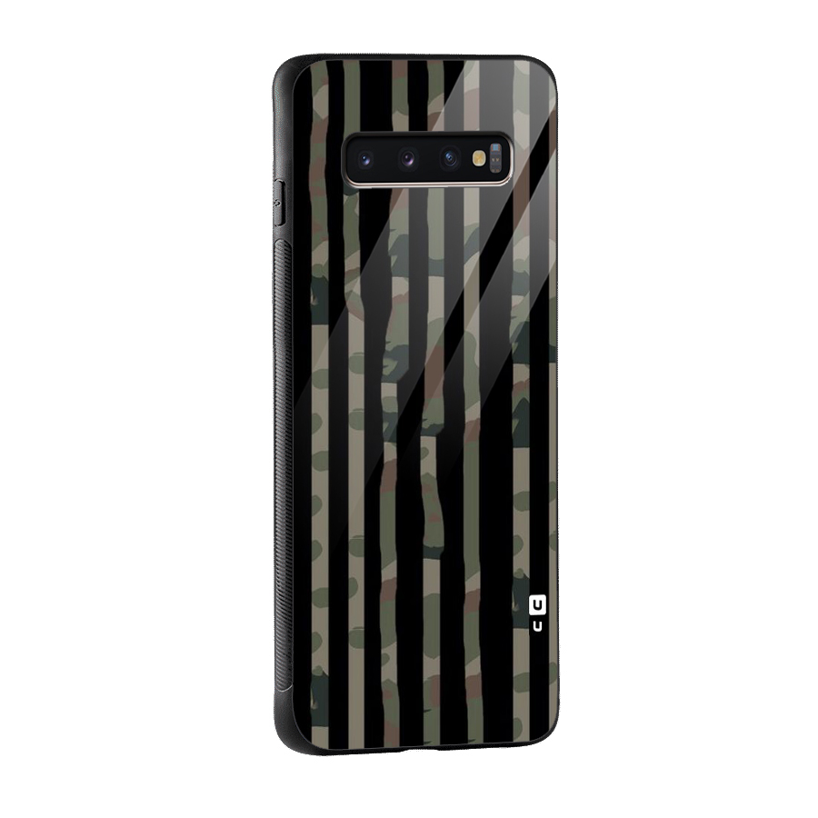 Army Stripes Glass Back Case for Galaxy S10 Plus