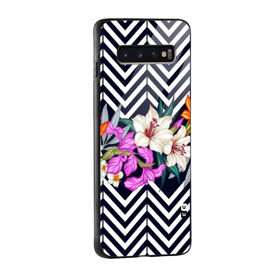 Artsy ZigZag Floral Glass Back Case for Galaxy S10 Plus