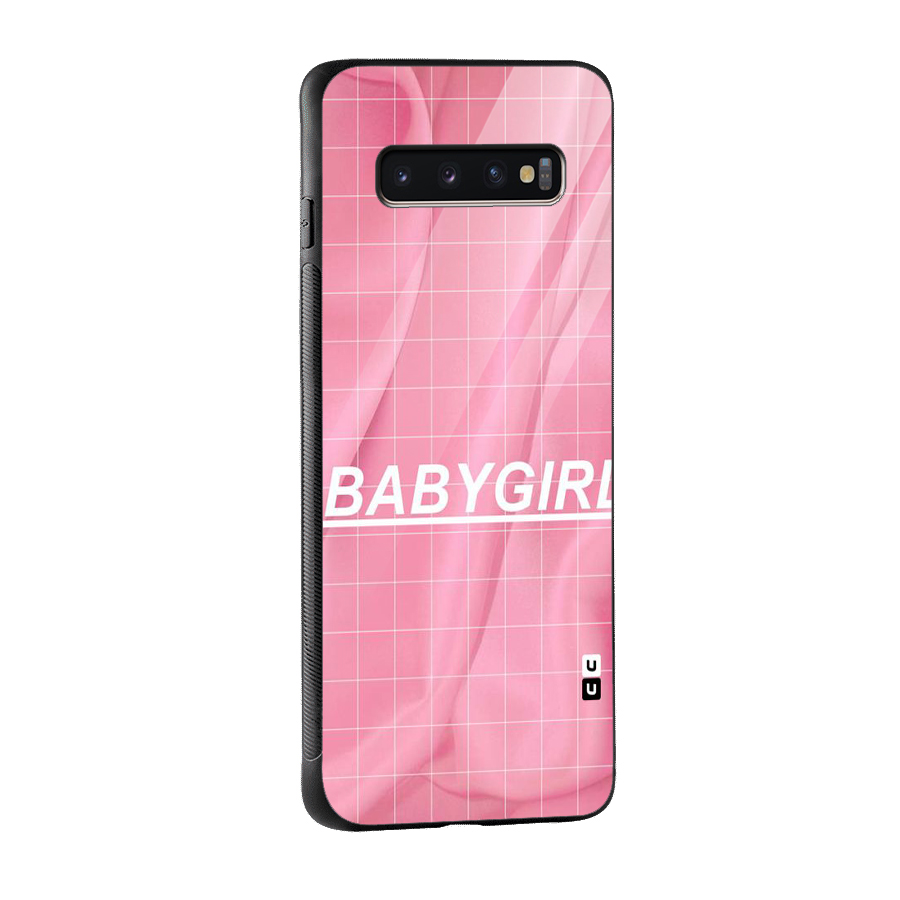 Baby Girl Check Glass Back Case for Galaxy S10 Plus