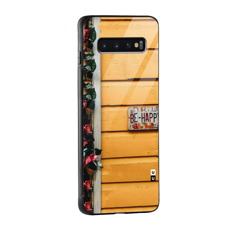 Be Happy Yellow Wall Glass Back Case for Galaxy S10 Plus