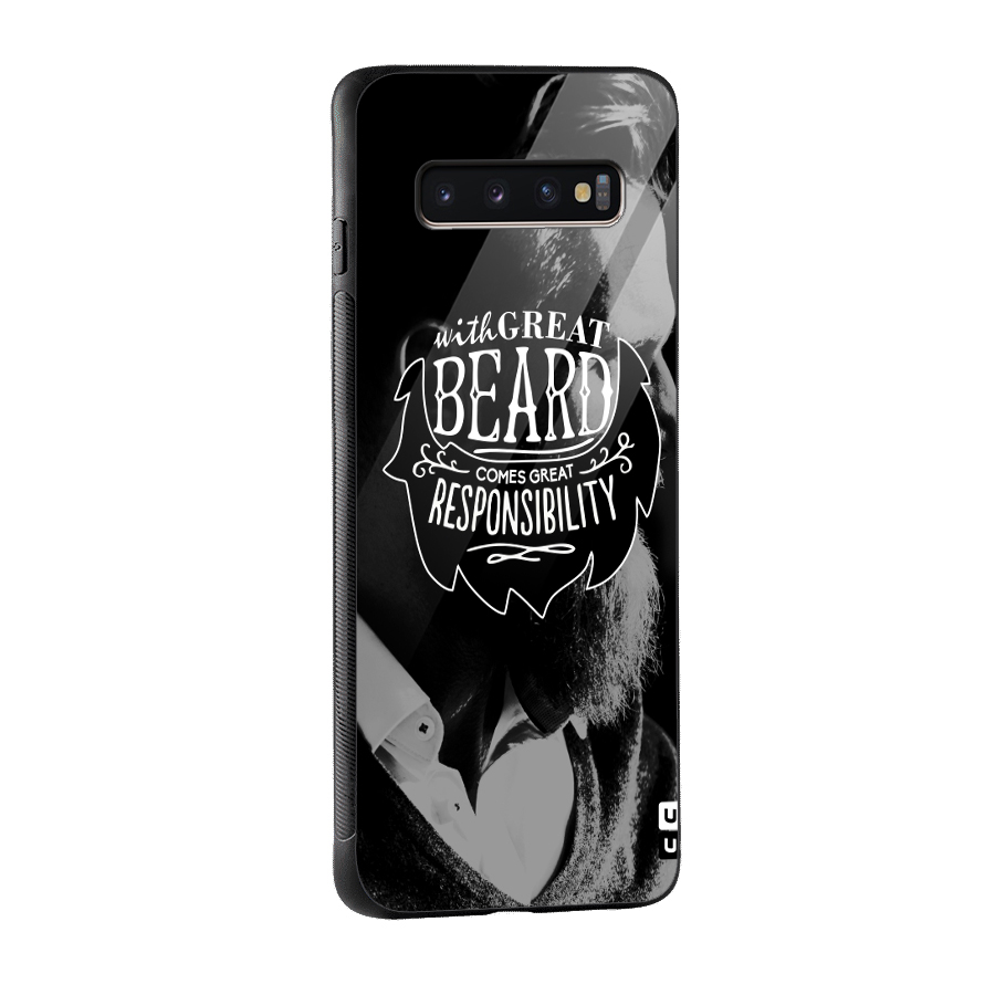 Beard Responsibility Quote Glass Back Case for Galaxy S10 Plus