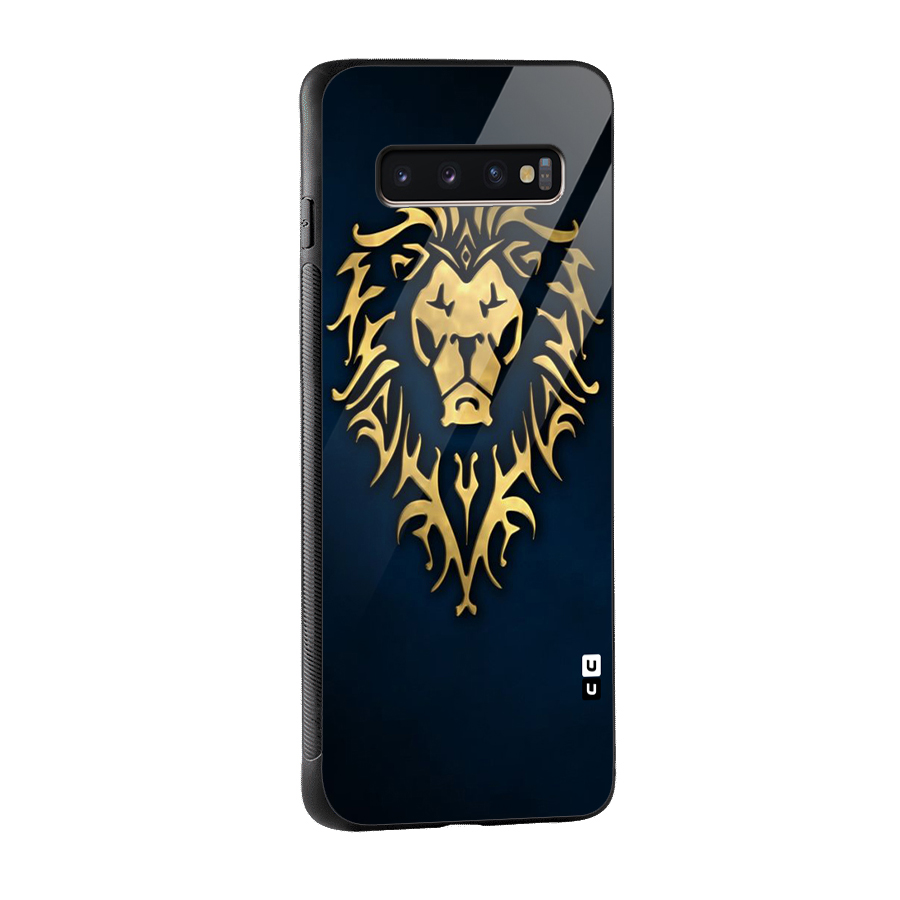 Beautiful Golden Lion Design Glass Back Case for Galaxy S10 Plus