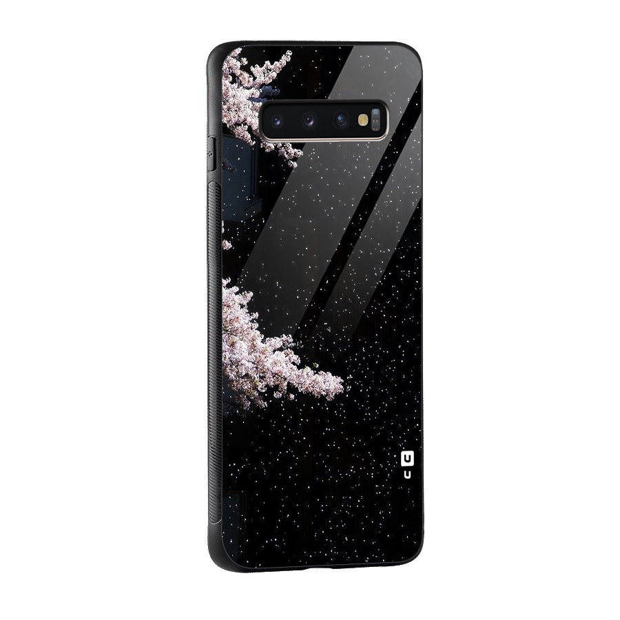 Beautiful Night Sky Flowers Glass Back Case for Galaxy S10 Plus