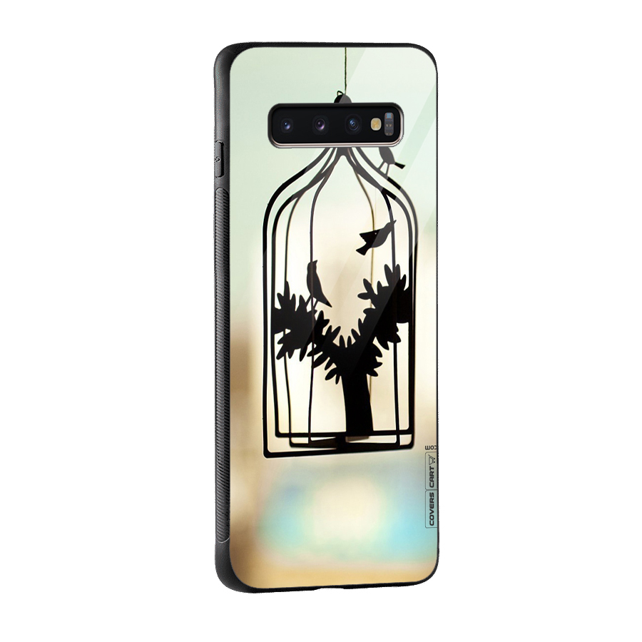 Beautiful Pegion Cage Glass Back Case for Galaxy S10 Plus