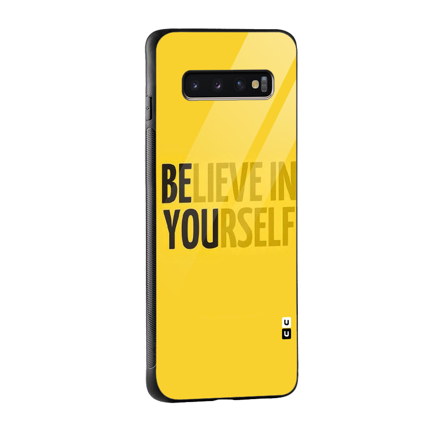 Believe Yourself Yellow Glass Back Case for Galaxy S10 Plus