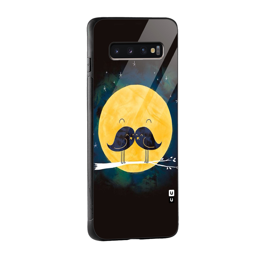 Bird Moustache Glass Back Case for Galaxy S10 Plus