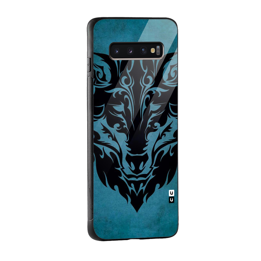 Black Artistic Wolf Glass Back Case for Galaxy S10 Plus