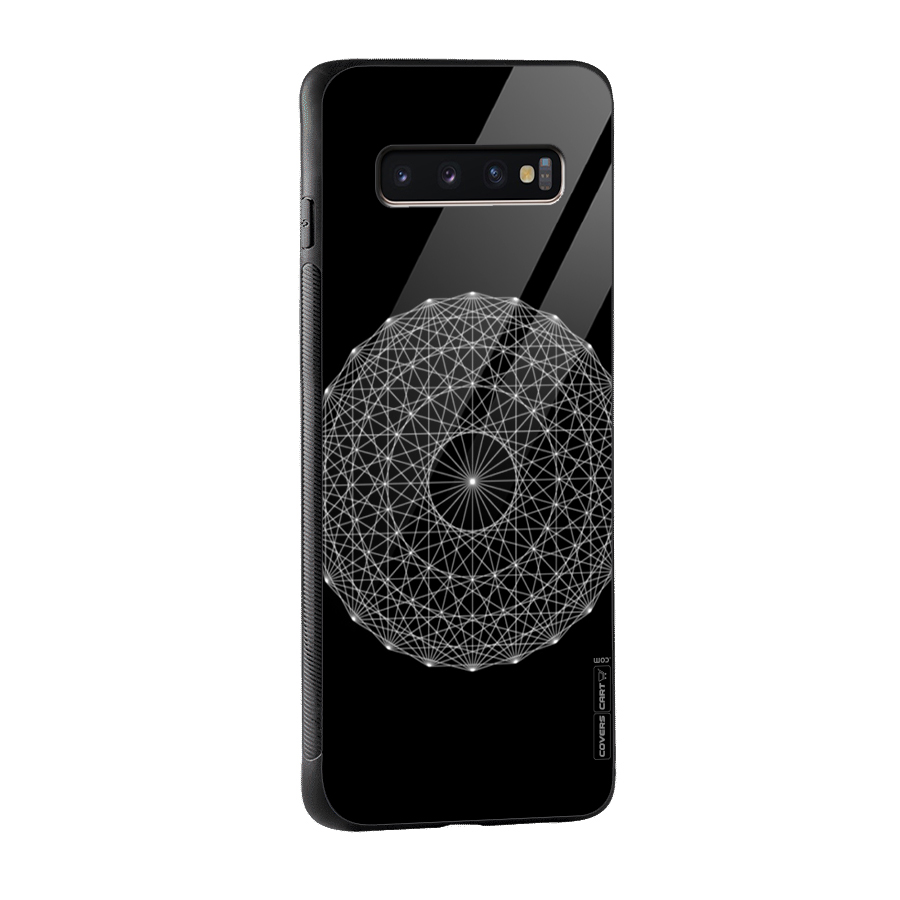 Black Clipart Glass Back Case for Galaxy S10 Plus
