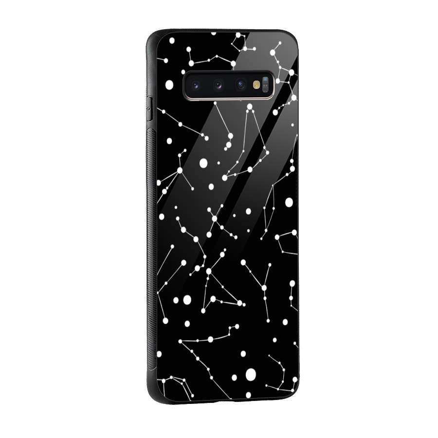 Black Constellation Pattern Glass Back Case for Galaxy S10 Plus