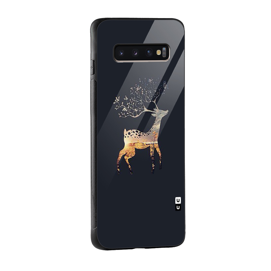 Black Deer Glass Back Case for Galaxy S10 Plus