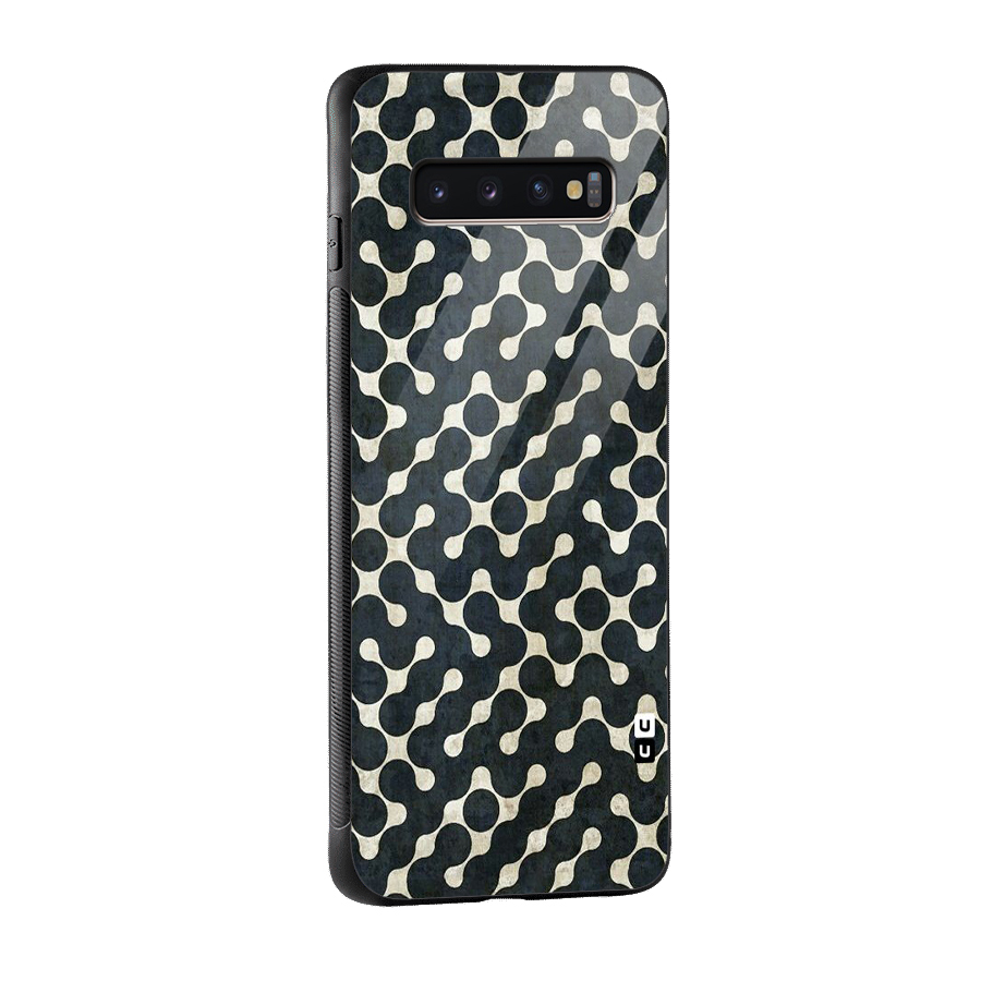 Black Maze Design Glass Back Case for Galaxy S10 Plus