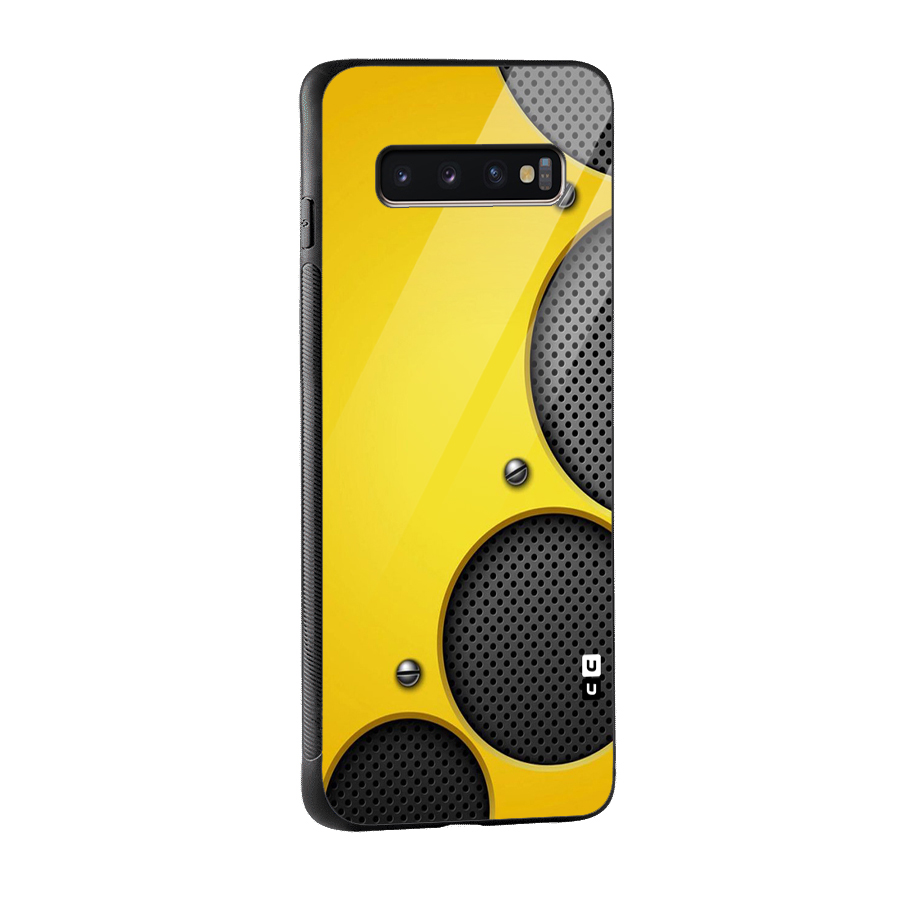 Black Net Yellow Glass Back Case for Galaxy S10 Plus