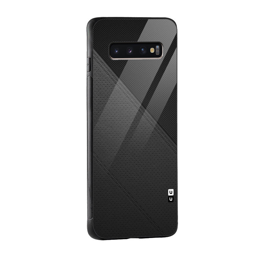 Black Polka Stripe Glass Back Case for Galaxy S10 Plus