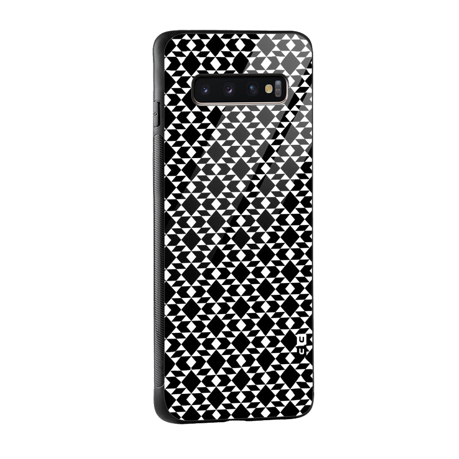 Black White Diamond Abstract Glass Back Case for Galaxy S10 Plus