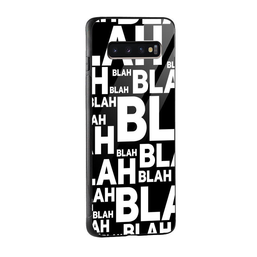 Blah Blah Pattern Glass Back Case for Galaxy S10 Plus