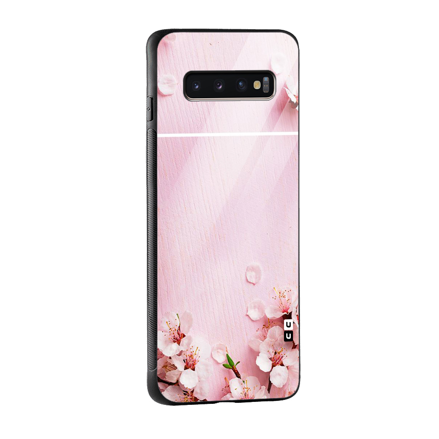 Blossom Frame Pink Glass Back Case for Galaxy S10 Plus