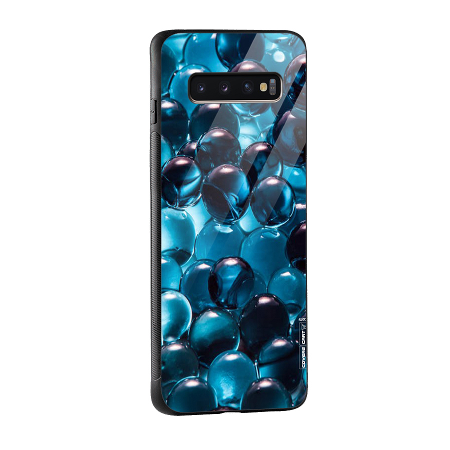 Blue Abstract Balls Glass Back Case for Galaxy S10 Plus