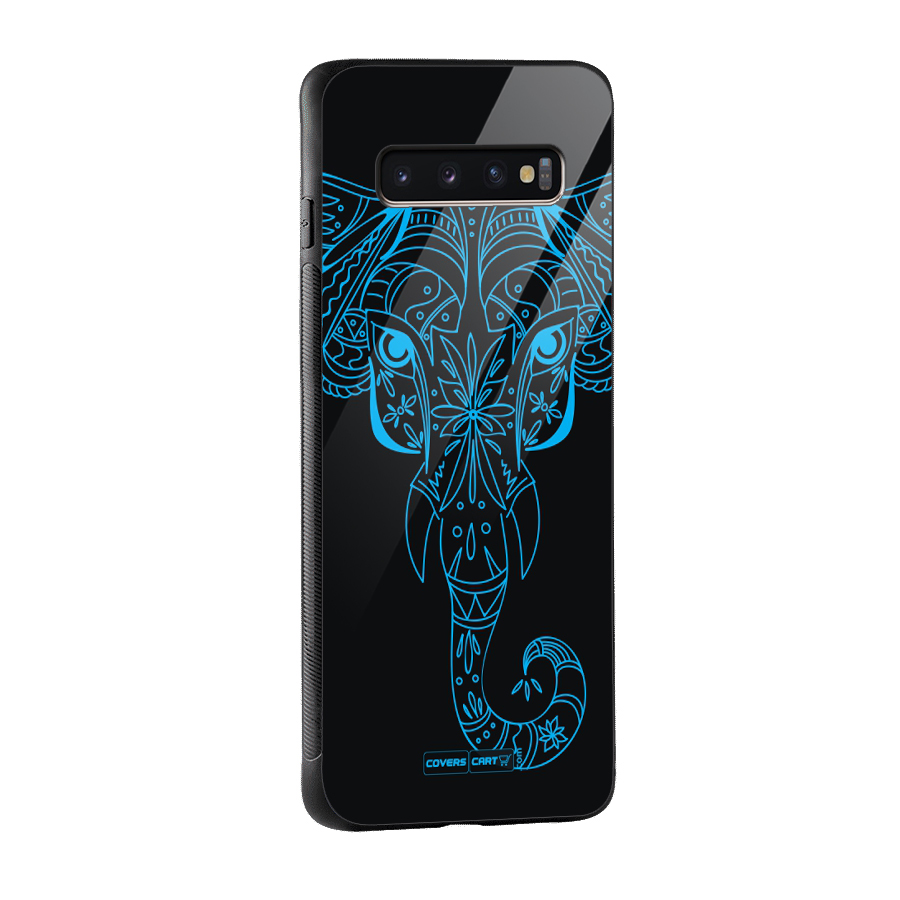 Blue Elephant Ethnic Glass Back Case for Galaxy S10 Plus