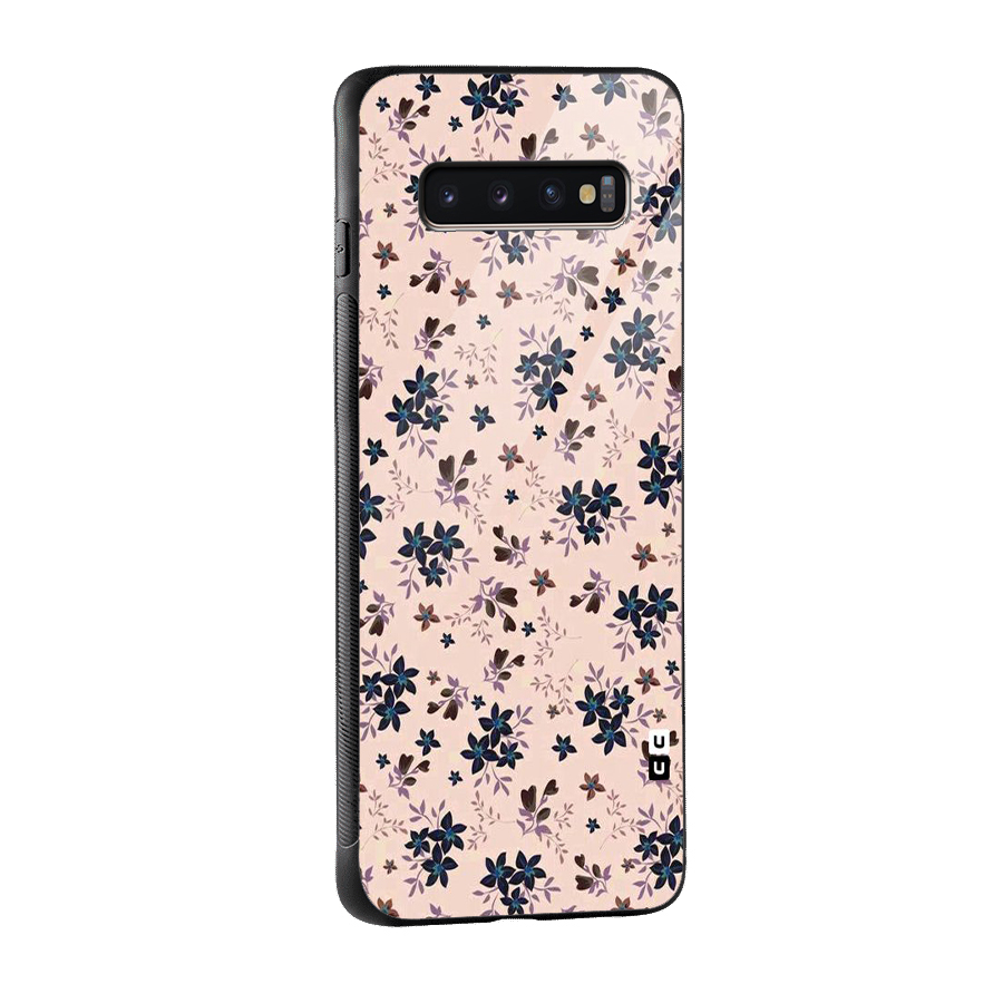 Blue Peach Floral Glass Back Case for Galaxy S10 Plus