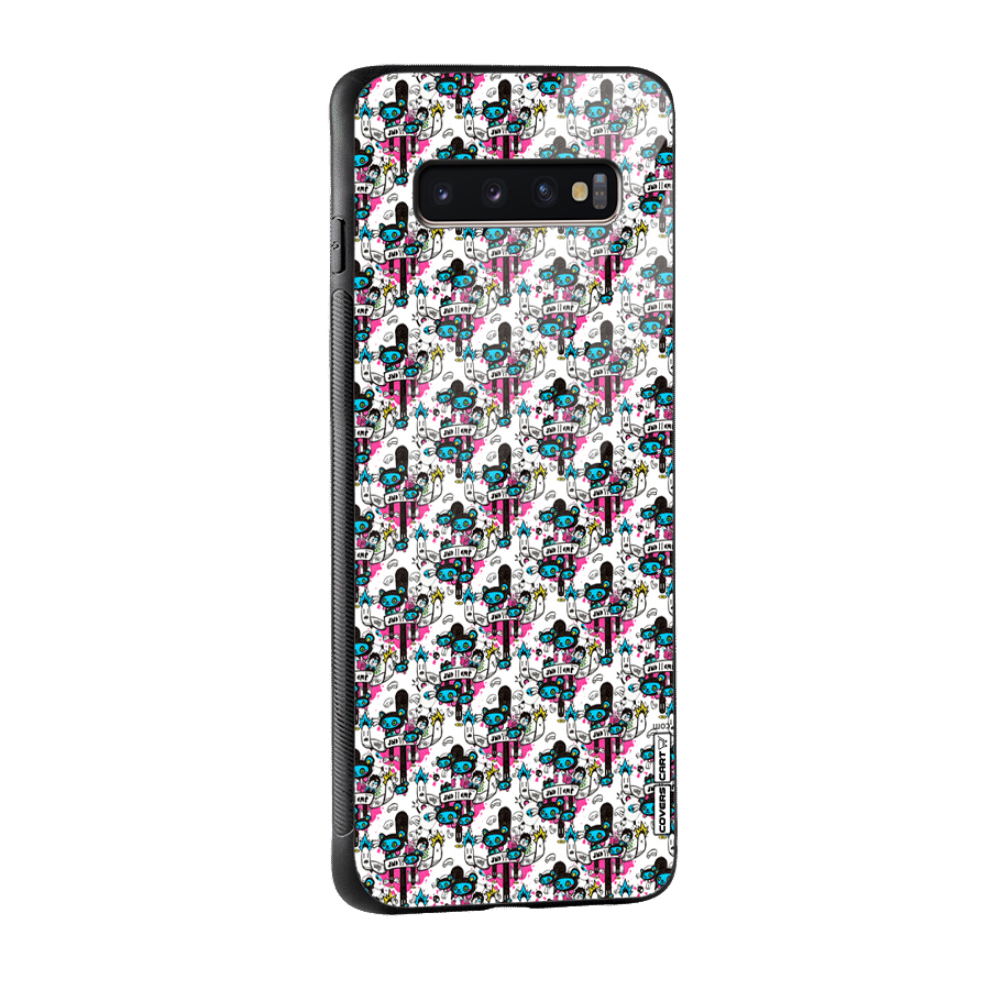 Blue Pink Pattern Glass Back Case for Galaxy S10 Plus