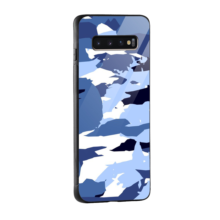 Blue White Canvas Glass Back Case for Galaxy S10 Plus