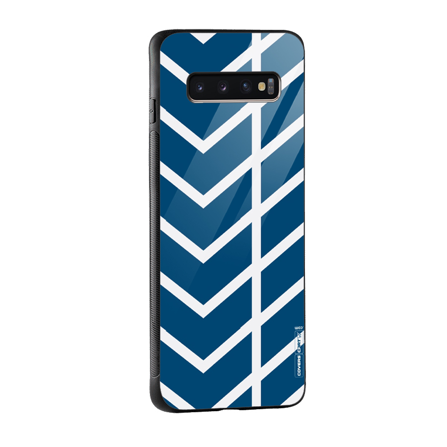 Blue White Pattern Glass Back Case for Galaxy S10 Plus