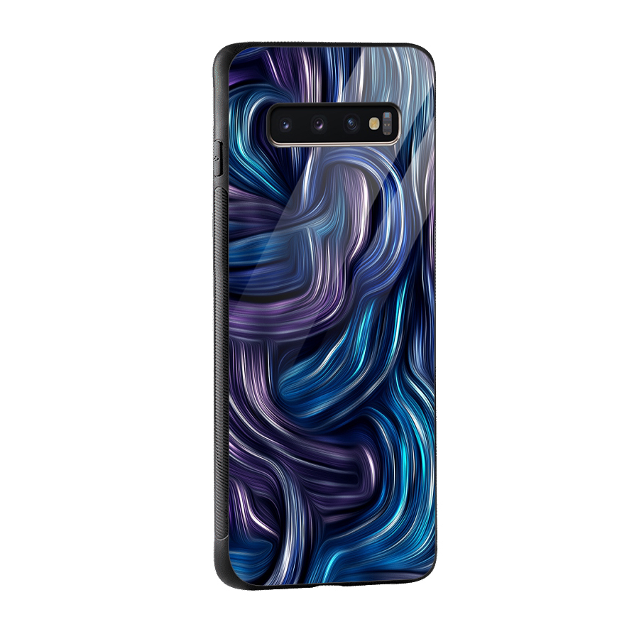 Blue and Purple Oil Paint Glass Back Case for Galaxy S10 Plus