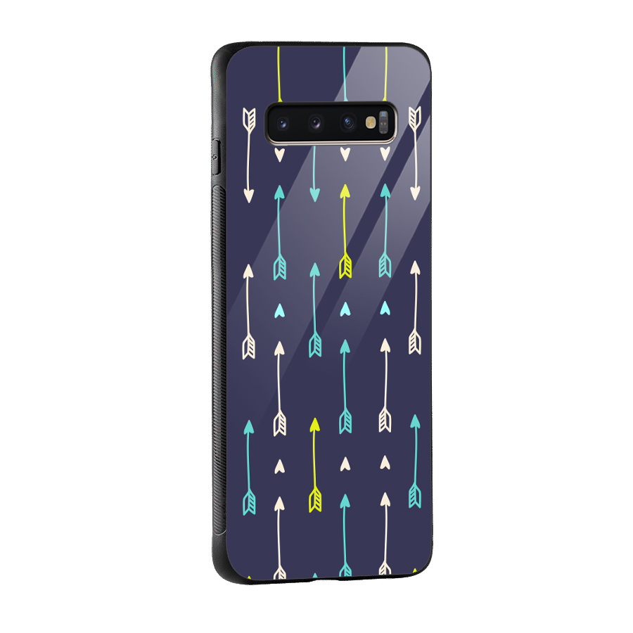 Boho Arrow Pattern Glass Back Case for Galaxy S10 Plus