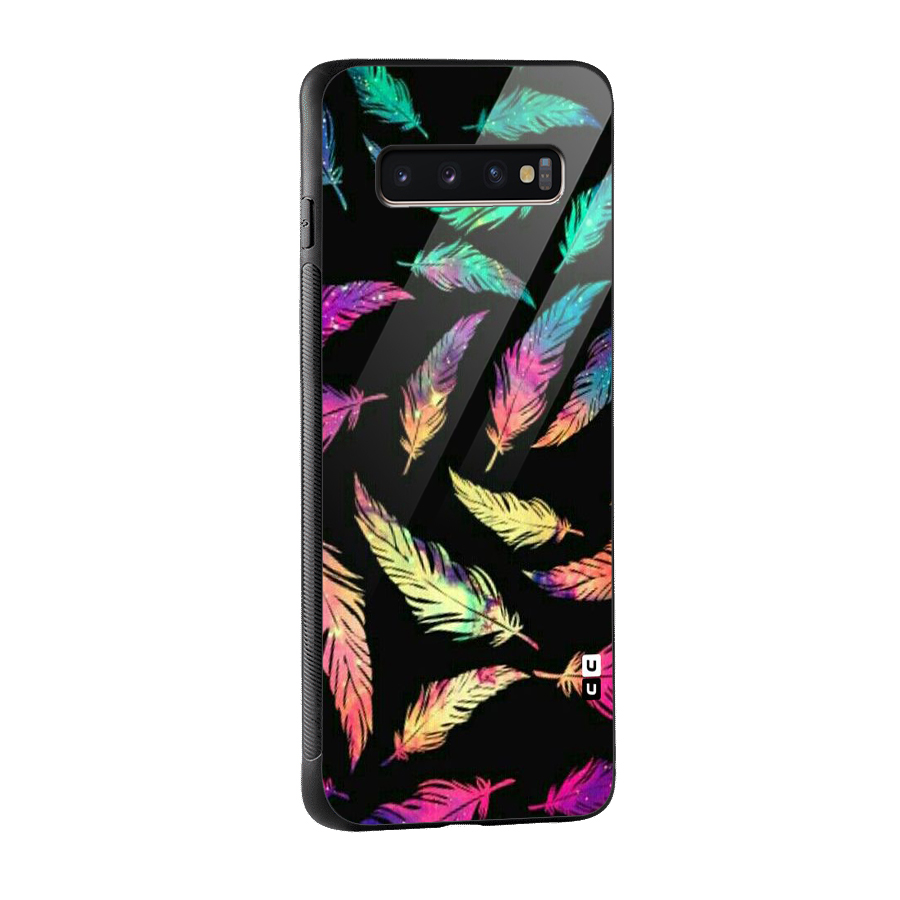 Bright Feathers Glass Back Case for Galaxy S10 Plus