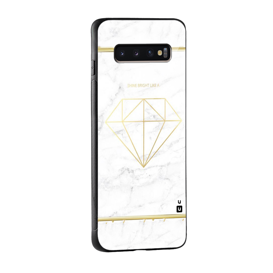 Bright Gold Diamond Glass Back Case for Galaxy S10 Plus