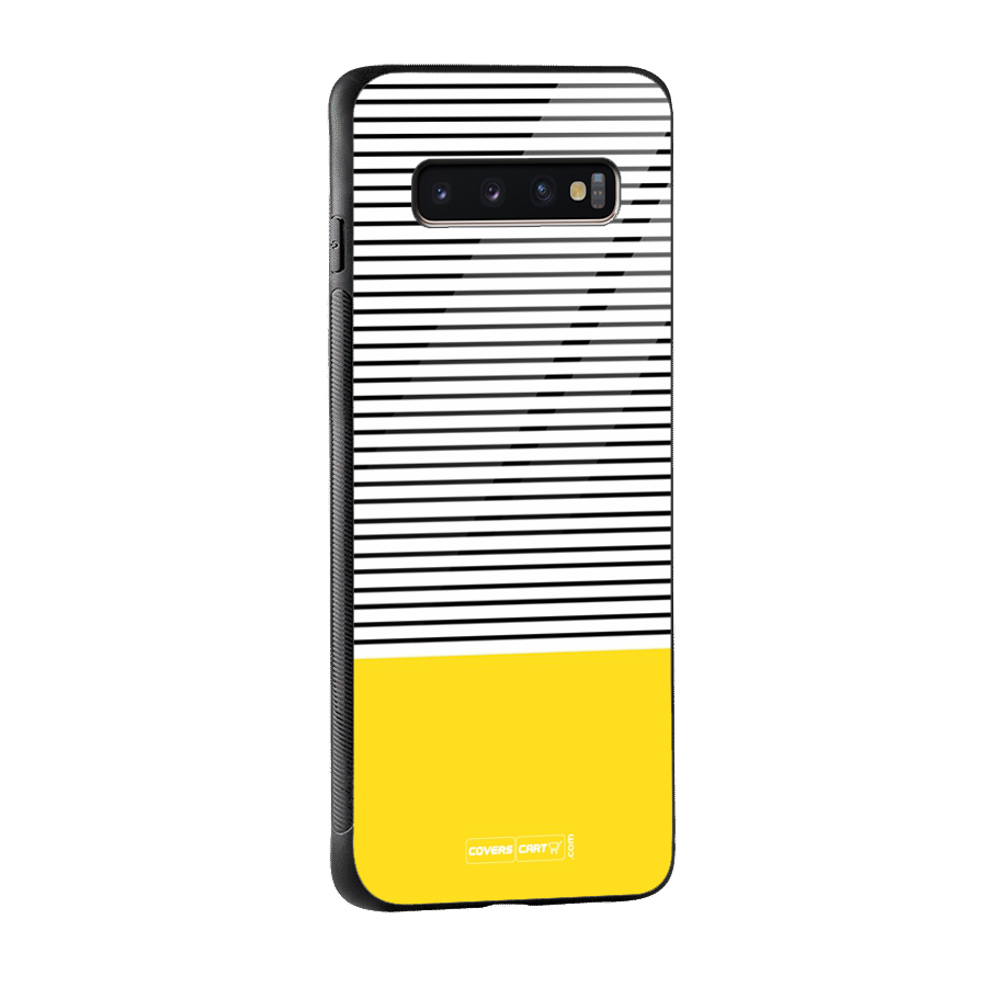 Bright Yellow Stripes Glass Back Case for Galaxy S10 Plus
