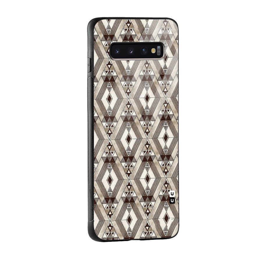 Brown Abstract Design Glass Back Case for Galaxy S10 Plus