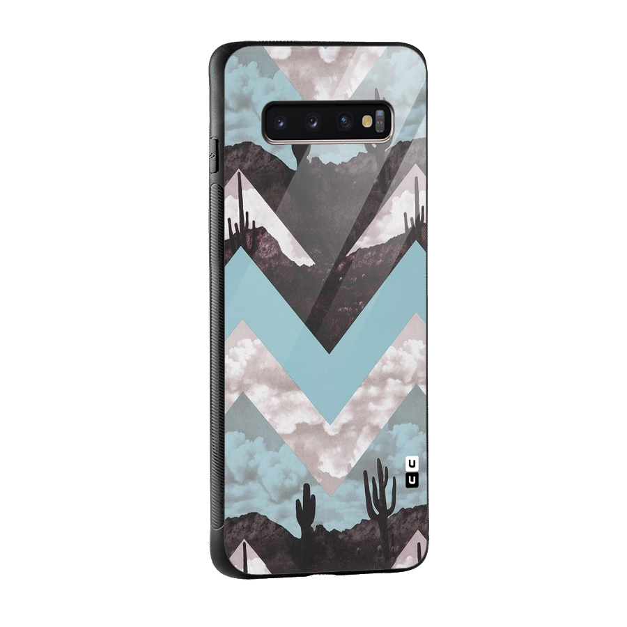 Cacutus Zig Zag Pattern Glass Back Case for Galaxy S10 Plus